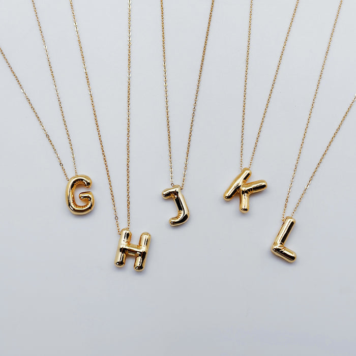 Initial 18K Gold Plated Jumbo Bubble Initial Necklace