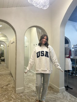 Polka Dot USA Sweatshirt - Pearl Grey