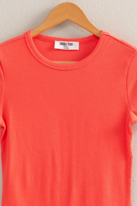 Ribbed Short Sleeve - Coral