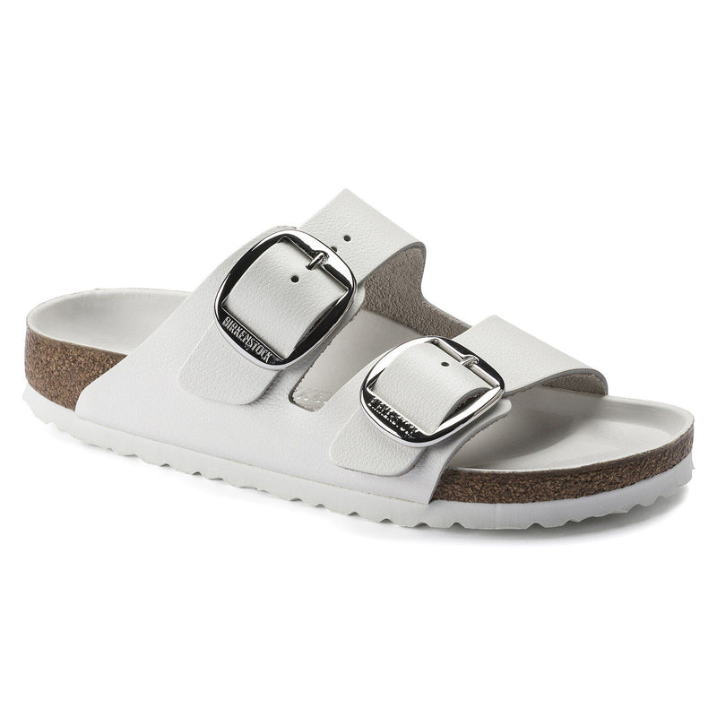 Birkenstock® • Arizona Big Buckle Silver Oiled Leather (Regular Fit) - White