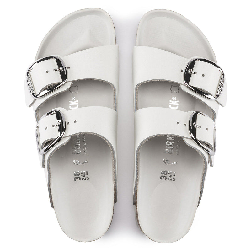 Birkenstock® • Arizona Big Buckle Silver Oiled Leather (Regular Fit) - White
