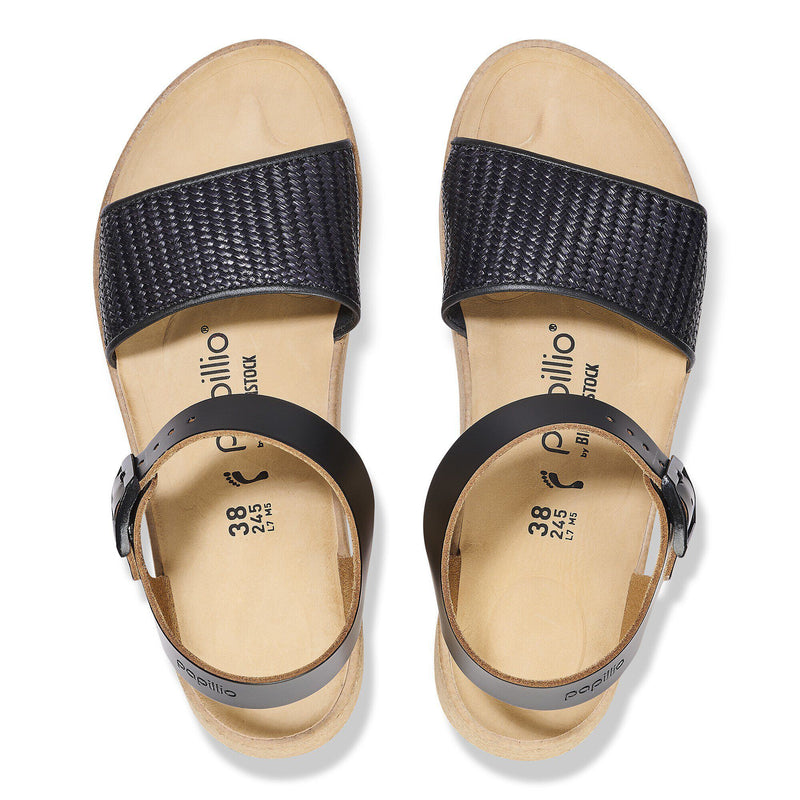 Birkenstock® • Glenda Black Raffia (Narrow Fit) - Black