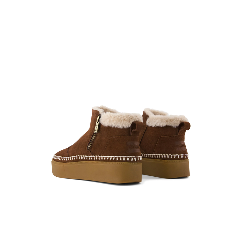 TOMS • Percy Mid Platform Sneaker - Hot Cocoa Suede w/ Faux Fur