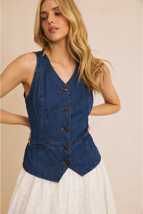 Button Down Denim Vest