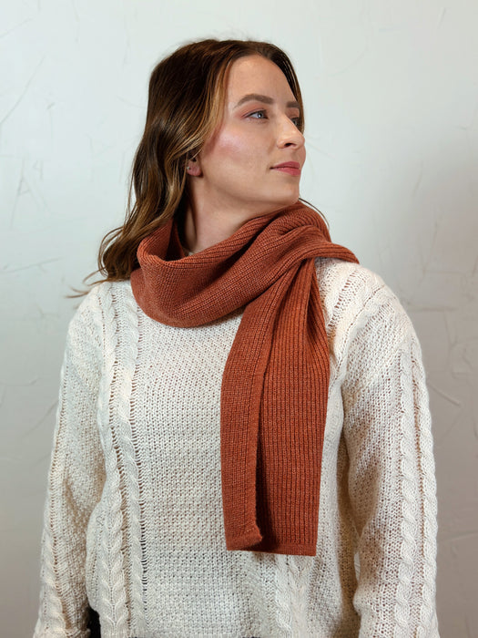 Solid Color Knitted Scarf - Orange