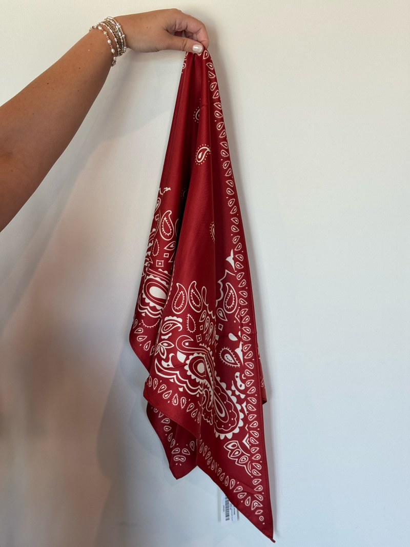 Paisley Triangle Lightweight Scarf - Red
