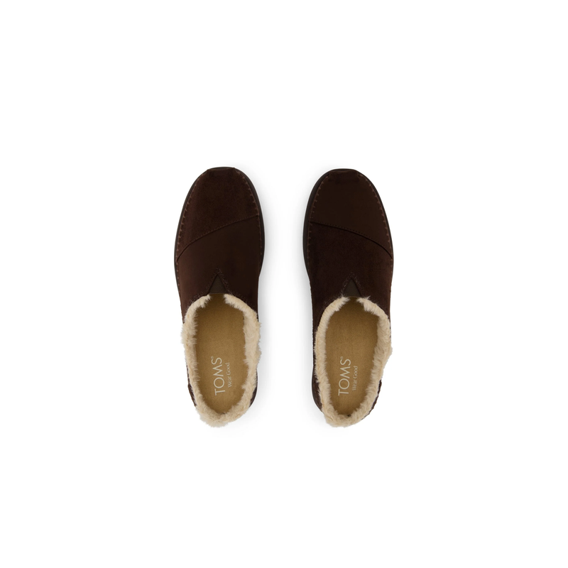 TOMS • Alpargata Ease Mule - Chocolate Brown Microsuede w/ Faux Fur