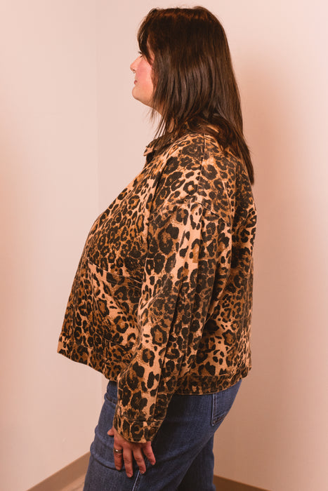 Denim Leopard Print Jacket Leopard