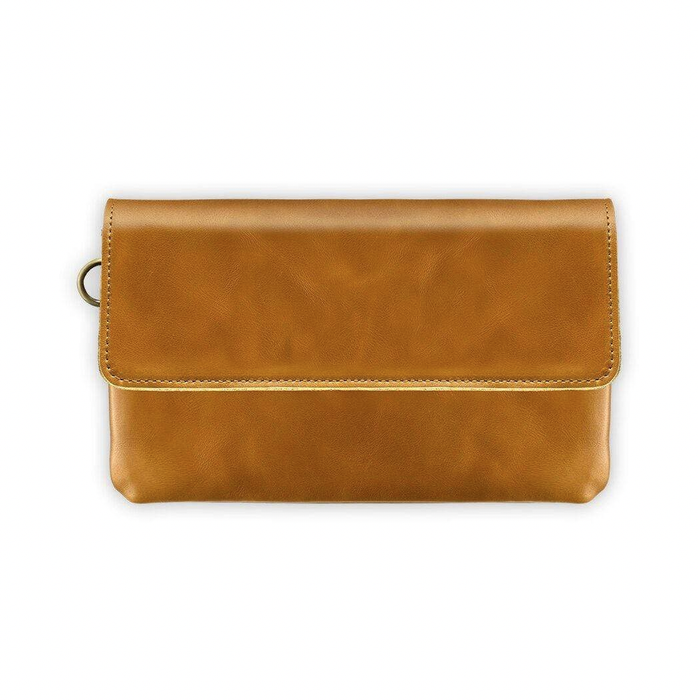 Andar - The Stevie Full Grain Leather Wristlet/Clutch - Camel Tan