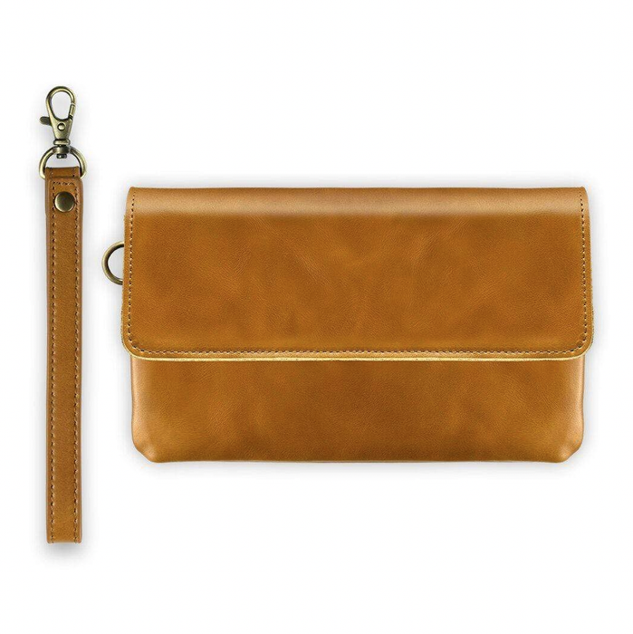 Andar - The Stevie Full Grain Leather Wristlet/Clutch - Camel Tan