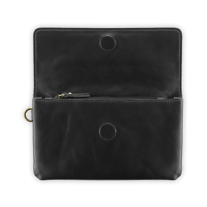 Andar - The Stevie Full Grain Leather Wristlet/Clutch - Jet Black