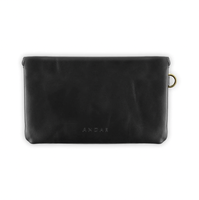 Andar - The Stevie Full Grain Leather Wristlet/Clutch - Jet Black