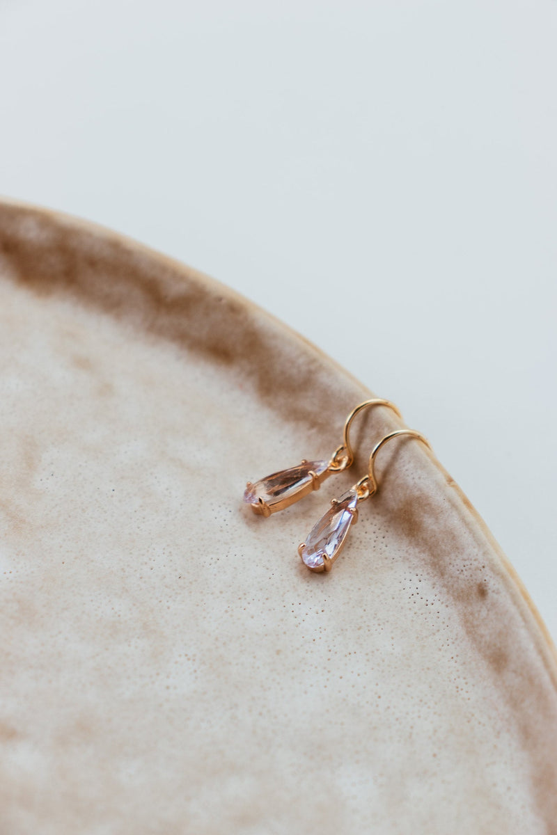 Small Elongated Teardrop Crystal Earring - Alexandrite/Gold