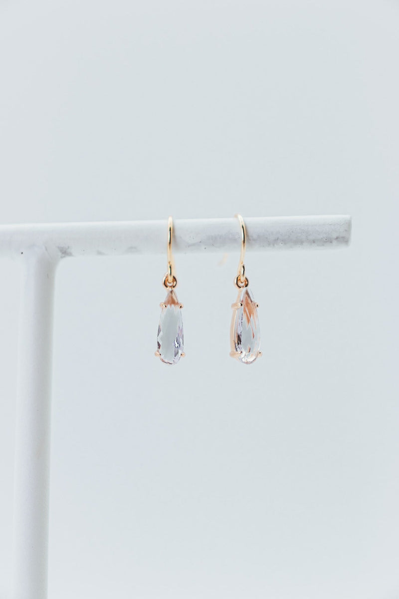 Small Elongated Teardrop Crystal Earring - Alexandrite/Gold
