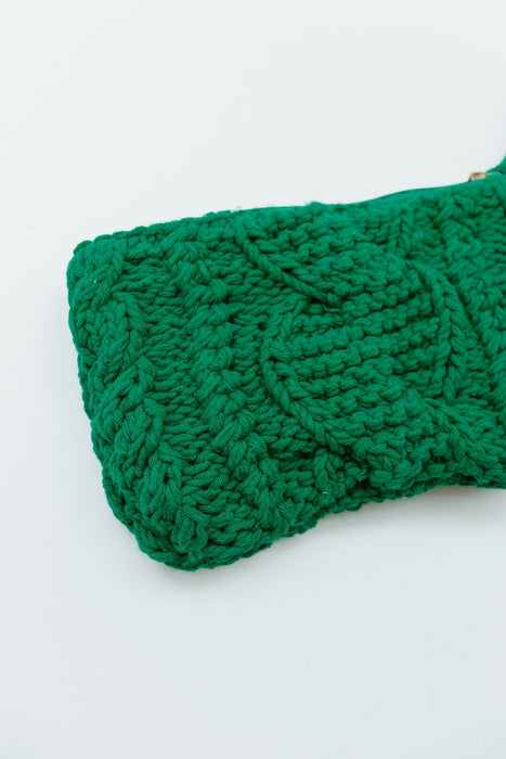 Cable Knit Clutch - Kelly Green