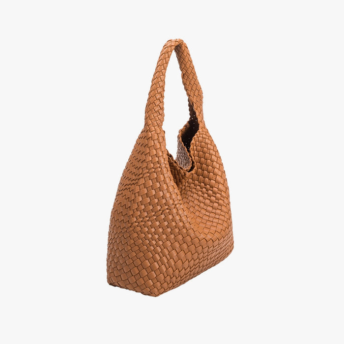 Johanna Large Bag with Weave Detail - Saddle