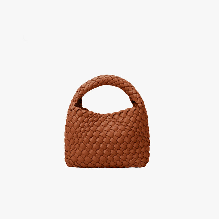 Sylvie Top Handle Bag with Weave Detail - Saddle