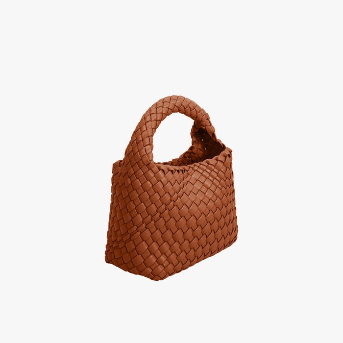 Sylvie Top Handle Bag with Weave Detail - Saddle