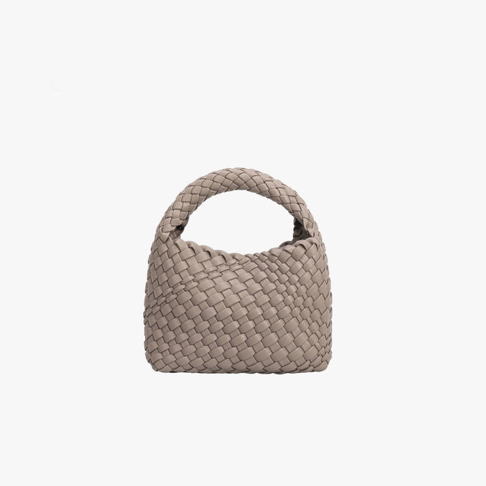 Sylvie Top Handle Bag with Weave Detail - Taupe