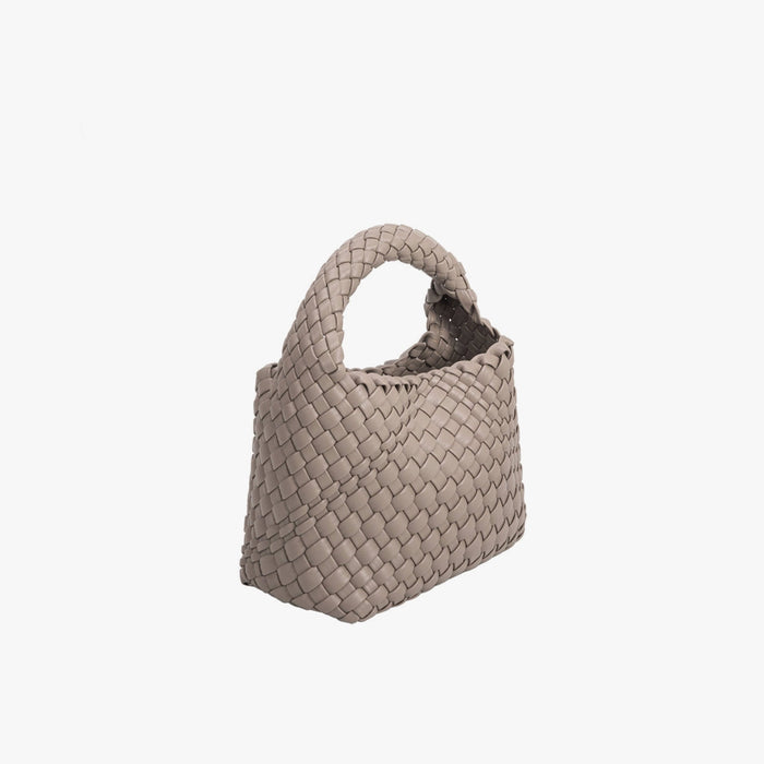 Sylvie Top Handle Bag with Weave Detail - Taupe