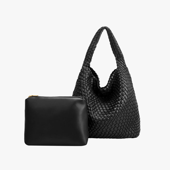 Johanna Large Bag with Weave Detail - Black