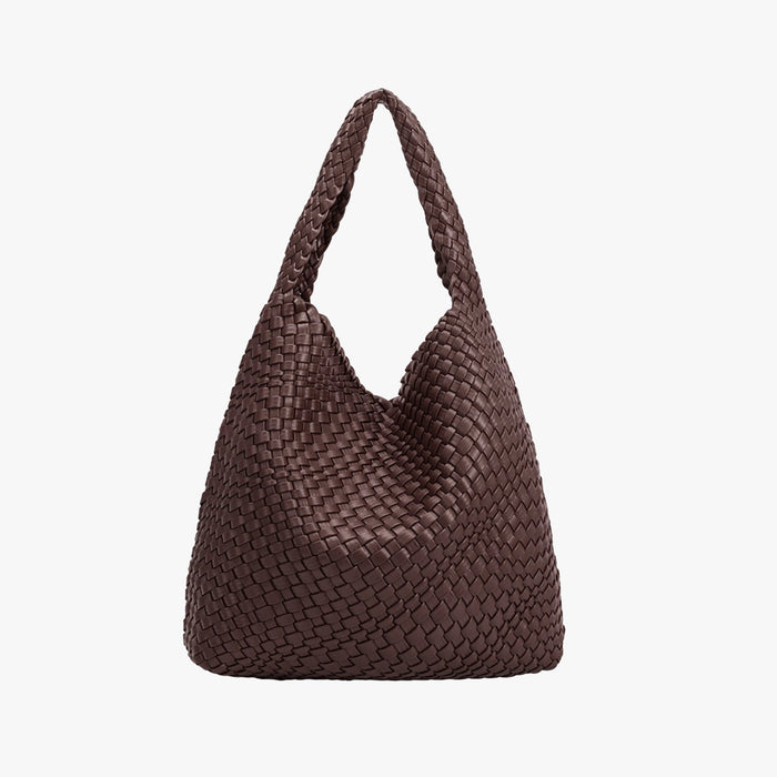 Johanna Large Bag with Weave Detail - Espresso