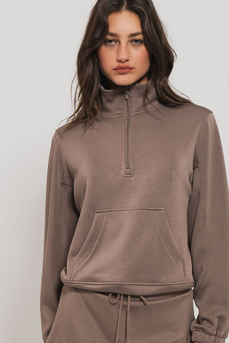 Accent Quarter Zip Pullover - Pink Stone