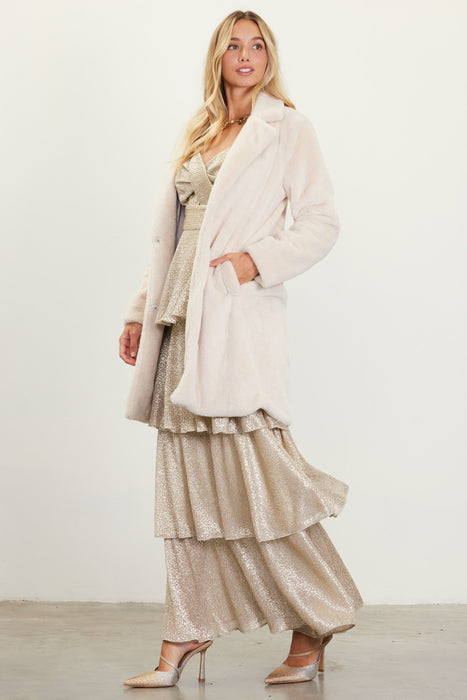 Teddy Long Coat - Cream