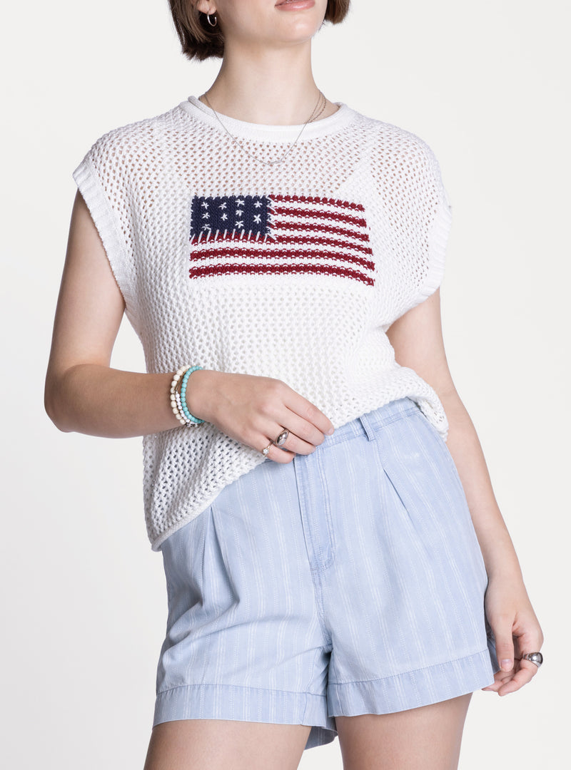 Thread & Supply • American Flag Acer Top - White