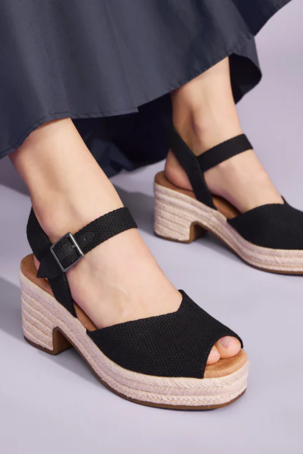 TOMS • Isla Peep Toe - Black Beachside Woven