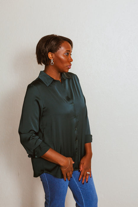 Button Down Blouse - Astro Green