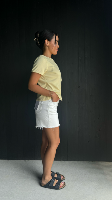 Ribbed Button Up Knit Top - Daisy Yellow