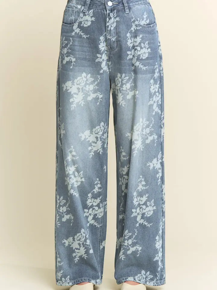 Floral Print Jeans/Curvy