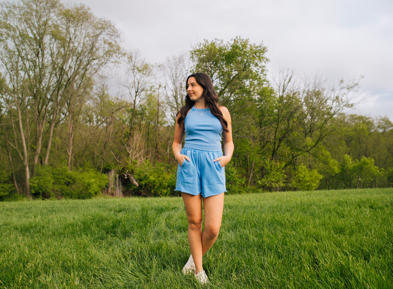 French Terry Shorts - Aqua