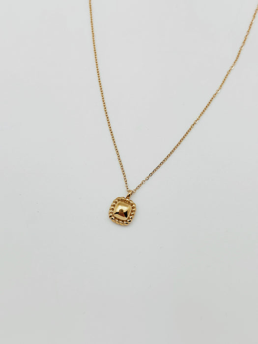 18K Gold Square Pendant Necklace