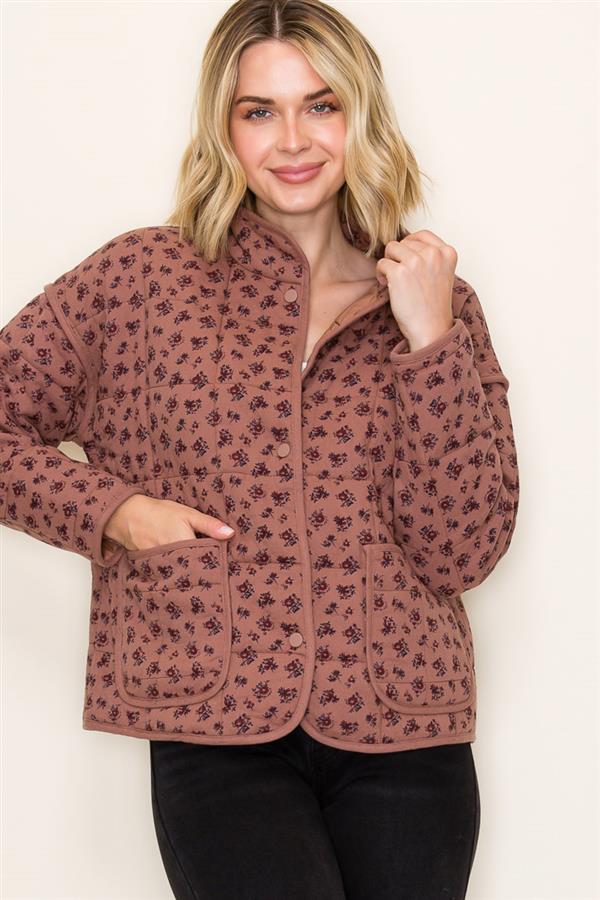 Floral Quilted Jacket – Mauve