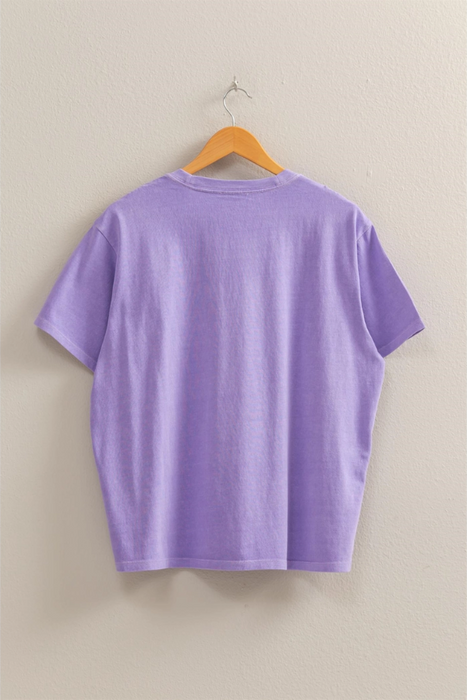 Crew Neck Short Sleeve T Shirt - Wisteria