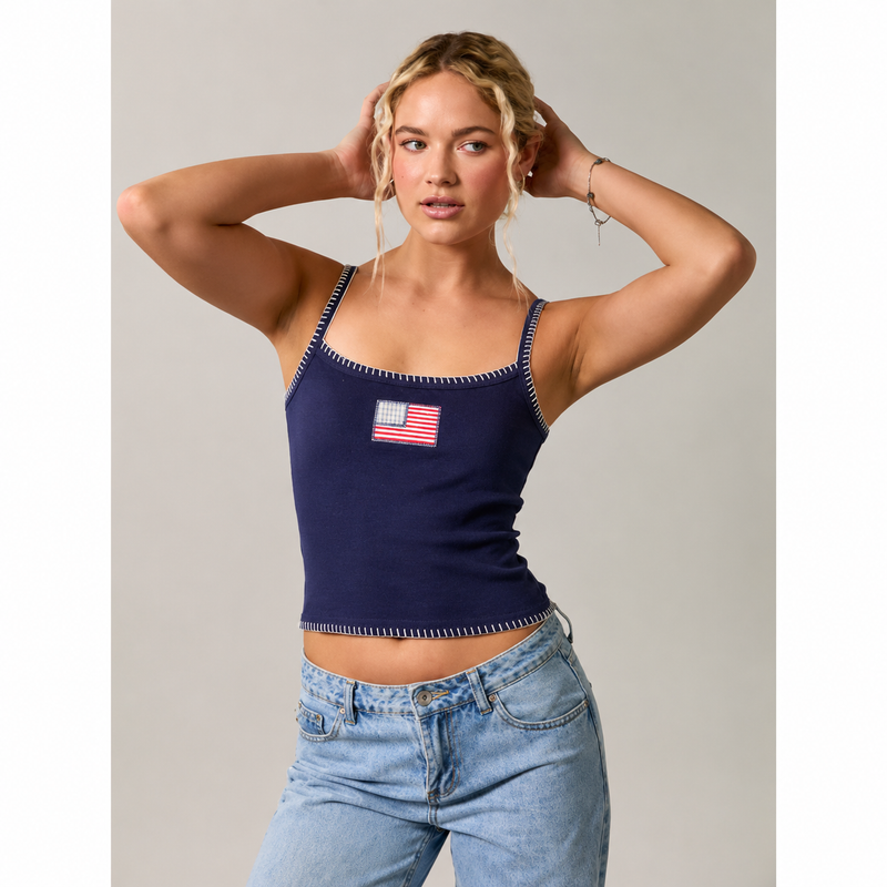 American Flag Tank - Navy