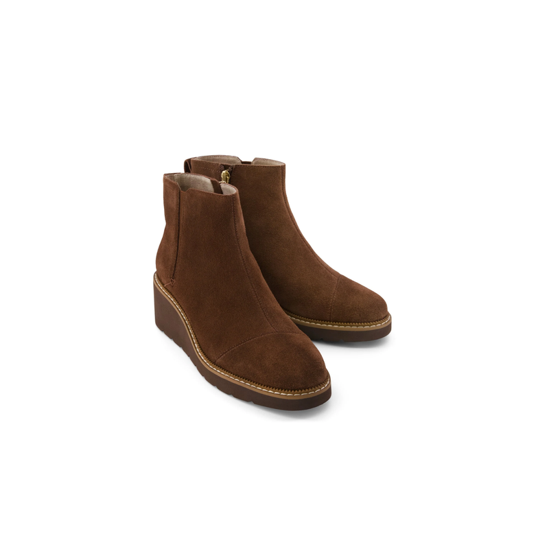 TOMS • Mina Wedge Boot - Hot Chocolate Suede