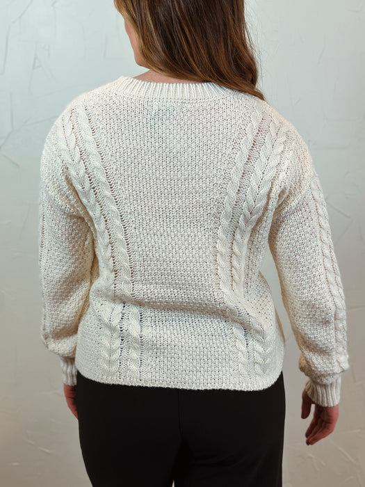 Chunky Cable Knit Sweater - Cream