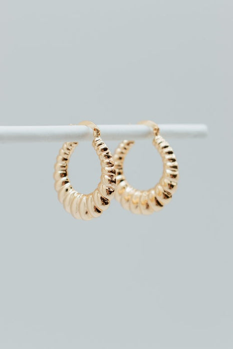 18K Gold Plated Large Oyster Hinge Hoop Earrings - Gold