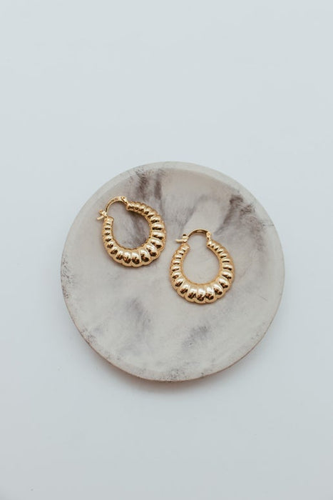 18K Gold Plated Large Oyster Hinge Hoop Earrings - Gold