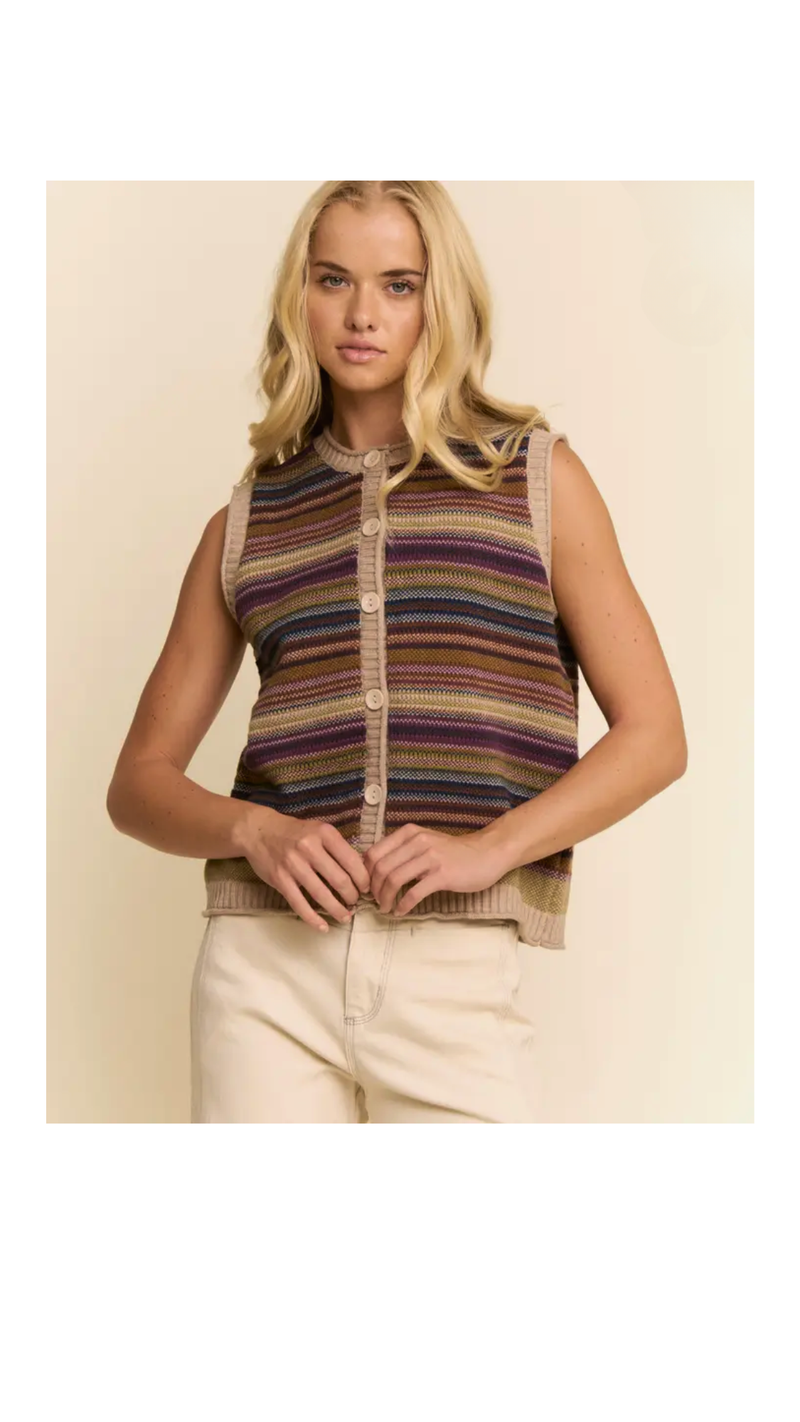 Striped Sweater Vest/Curvy