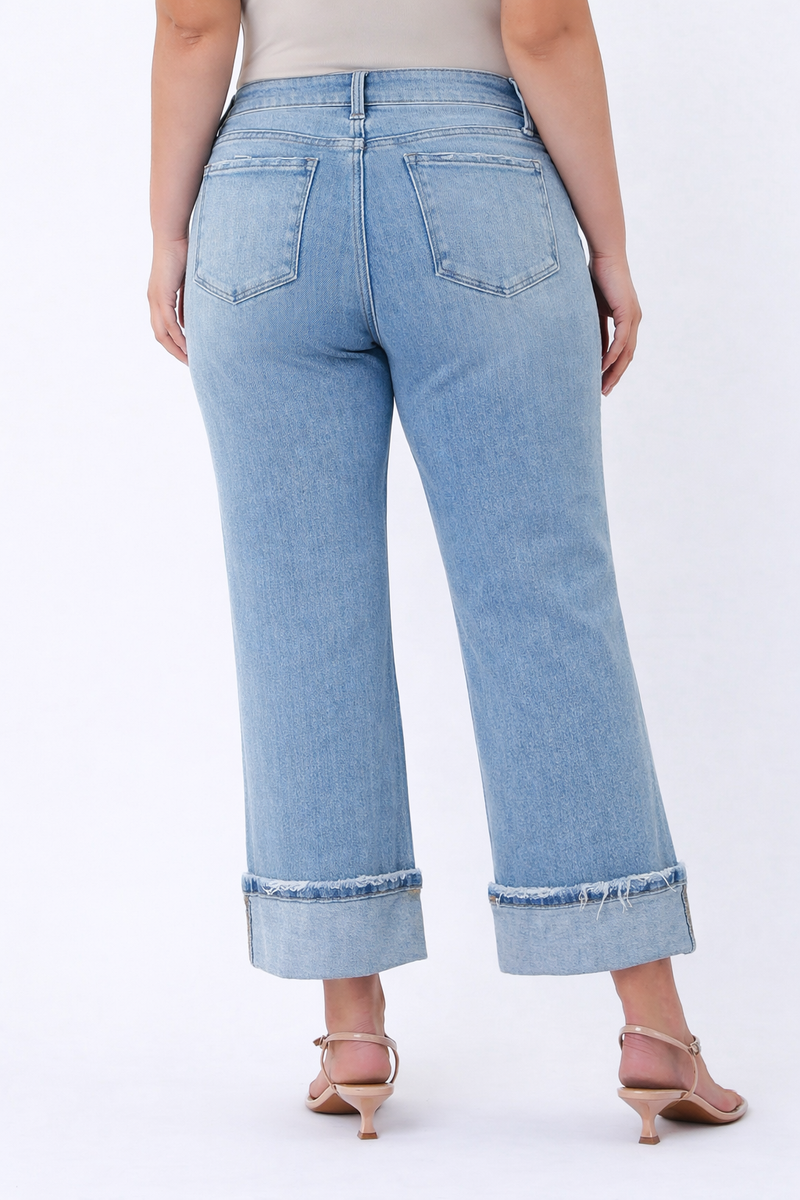 Lovervet • Mid Rise Slim Wide Jeans - Energetic (Curvy)