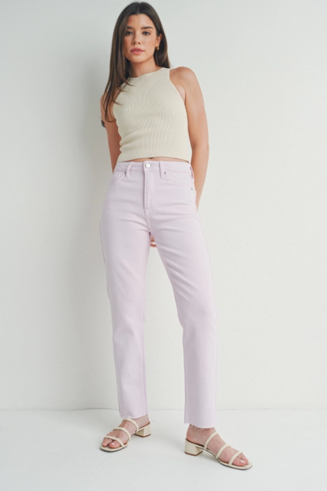 Just Black Denim • Cut-Off Cropped Straight Leg - Lavender