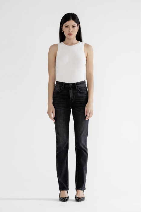 Mica • High Rise Slim Straight Leg - Black Cow