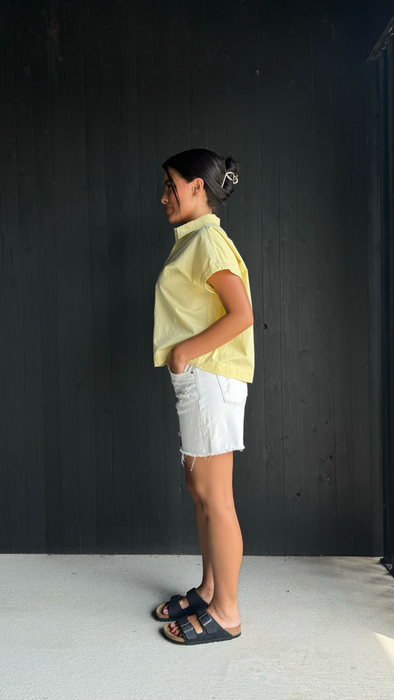 Relaxed Crop Button-Up Shirt - Daisy Yellow