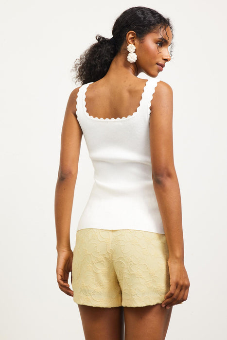 Scalloped Rib Tank Top - Off White