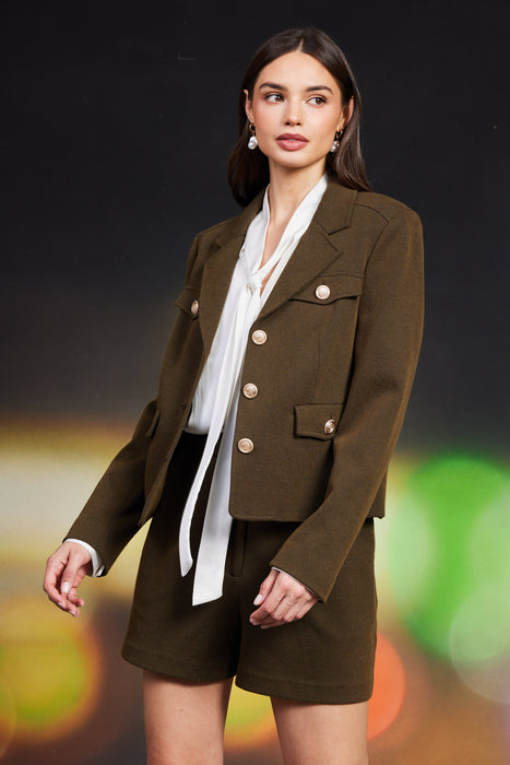 Textured Knit Jacket - Olive