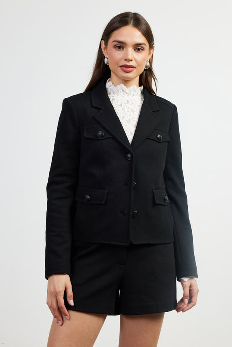 Textured Knit Jacket - Black